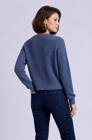 Cotton Shaker Stitch V Neck