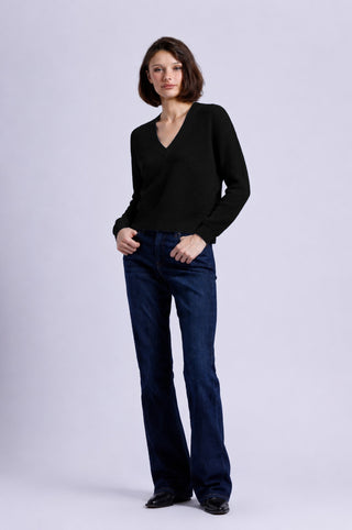Cotton Shaker Stitch V Neck