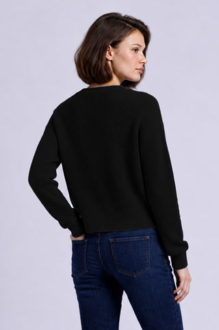 Cotton Shaker Stitch V Neck