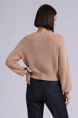 Cotton Shaker Stitch V Neck