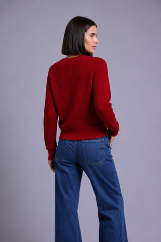 Cotton Shaker Stitch V Neck