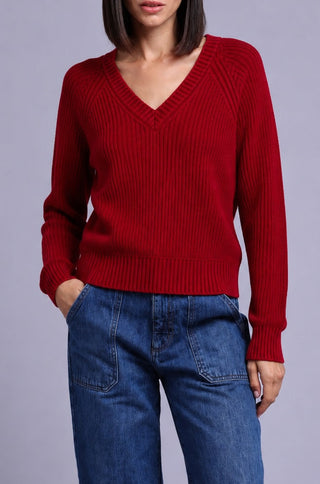 Cotton Shaker Stitch V Neck