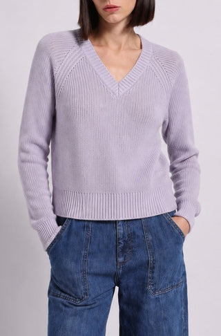 Cotton Shaker Stitch V Neck