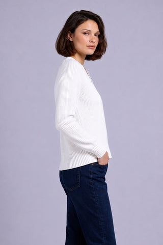 Cotton Shaker Stitch V Neck