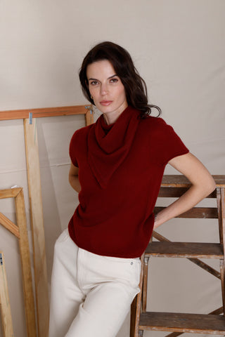 Cashmere Neckerchief Scarf with Eyelash Fringe