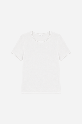 Sheer Luxury Cashmere Short Sleeve Tee with Rolled Trims
