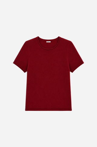 Sheer Luxury Cashmere Short Sleeve Tee with Rolled Trims