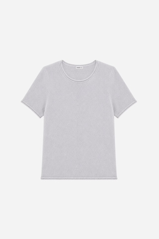 Sheer Luxury Cashmere Short Sleeve Tee with Rolled Trims