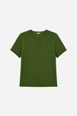 Sheer Luxury Cashmere Short Sleeve Tee with Rolled Trims