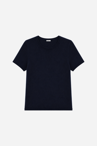Sheer Luxury Cashmere Short Sleeve Tee with Rolled Trims