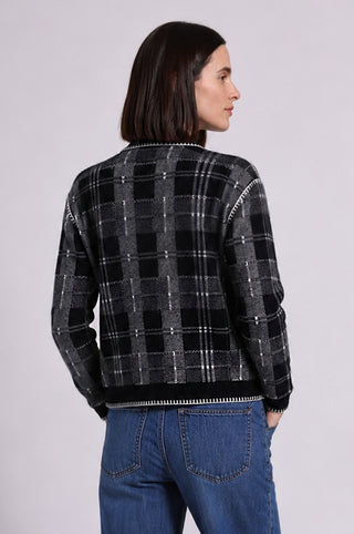 Wool Cashmere Plaid Collar Cardigan