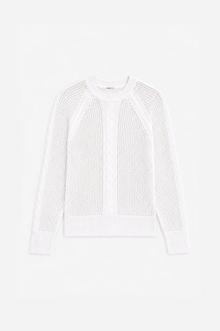 Long Sleeve Mixed Cable Stitch Crew