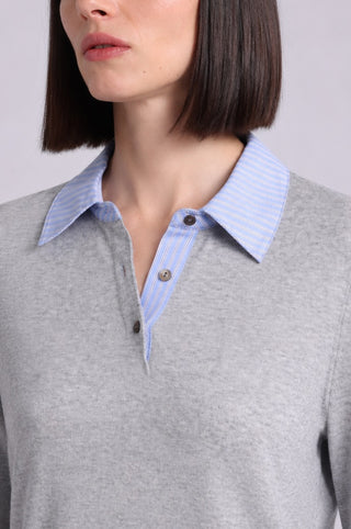Woven Pinstripe Collar Shirt