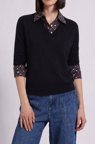 Polo With Printed Woven Collar