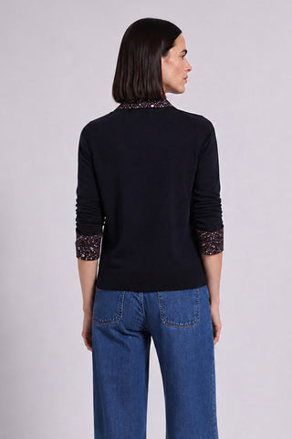 Polo With Floral Woven Collar