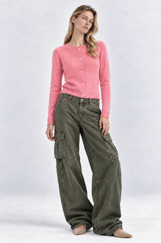 Sheer Luxury Cashmere Cardigan with Rolled Trims