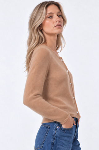 Sheer Luxury Cashmere Cardigan with Rolled Trims