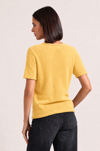 Sheer Luxury Cashmere Short Sleeve Tee with Rolled Trims