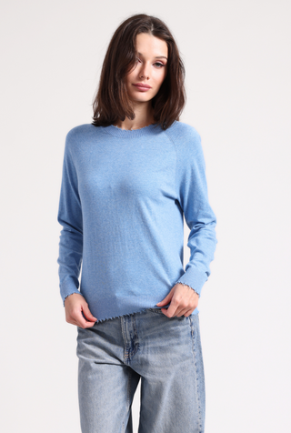 Cotton Cashmere Frayed Edge Crew