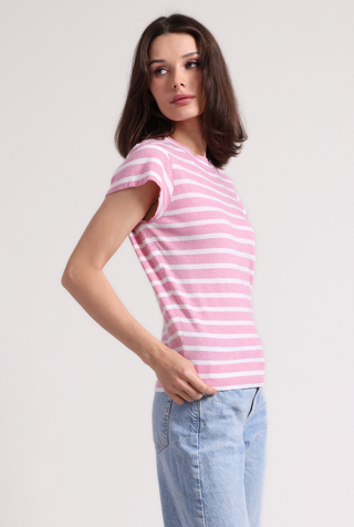 Supima Cotton Cashmere Striped Cap Slv Crew