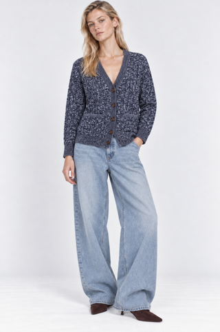Cotton Oversized Marled Cable Cardigan