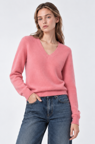 Cashmere Long Sleeve Shrunken V Neck