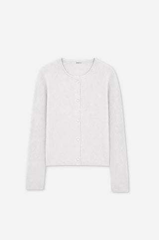 Sheer Luxury Cashmere Cardigan with Rolled Trims