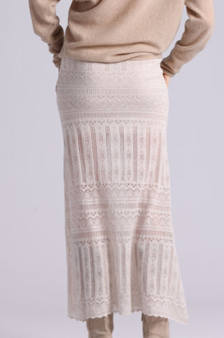 Cotton Blend Maxi Lace Skirt