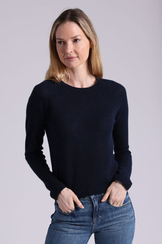 Southern Cashmere Raglan Crew With Rolled Trims