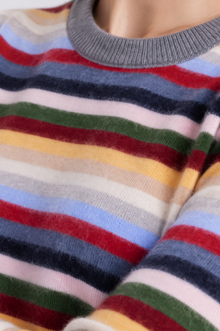 Cashmere Long Sleeve Striped Crew Neck