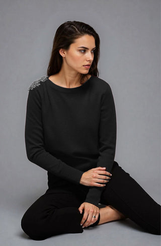 Cashmere Top with Shoulder Embellishment