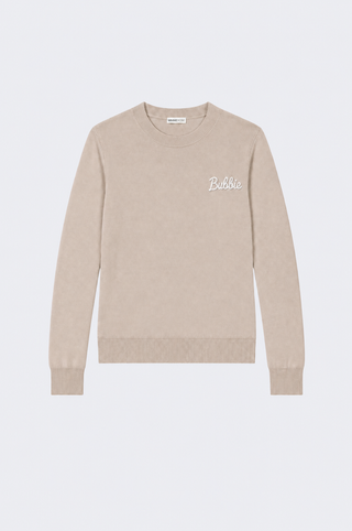 Cotton Cashmere "Bubbie" Embroidery Crew Neck