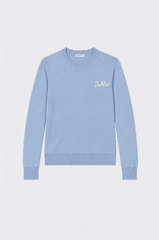 Cotton Cashmere "Bubbie" Embroidery Crew Neck