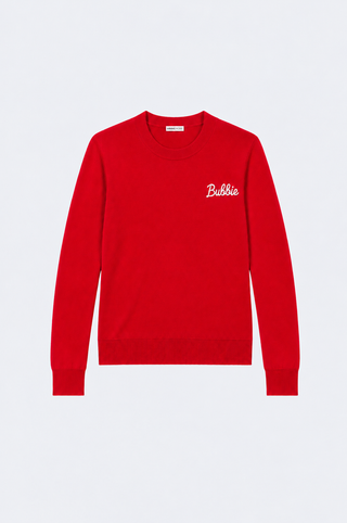 Cotton Cashmere "Bubbie" Embroidery Crew Neck