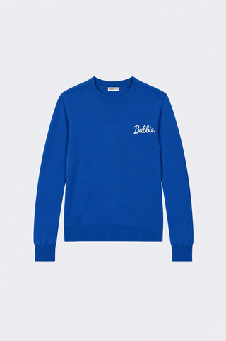 Cotton Cashmere "Bubbie" Embroidery Crew Neck