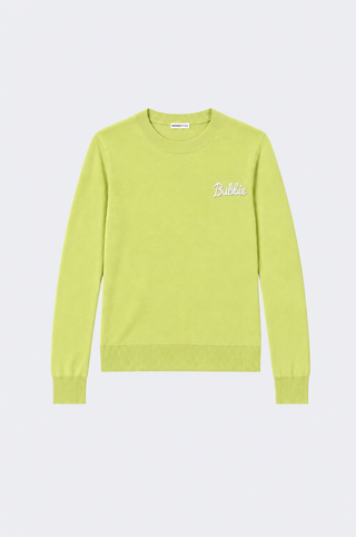 Cotton Cashmere "Bubbie" Embroidery Crew Neck