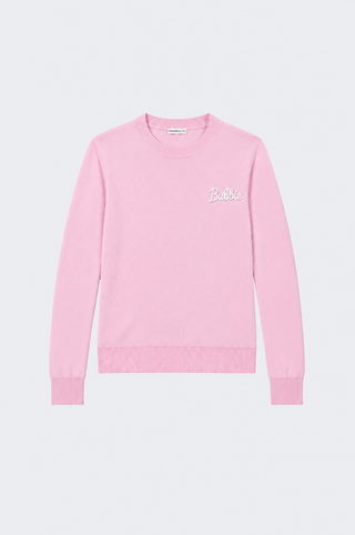 Cotton Cashmere "Bubbie" Embroidery Crew Neck