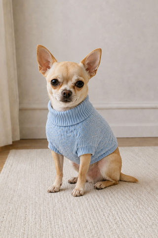 Cotton Cashmere Rhinestone Dog Sweater
