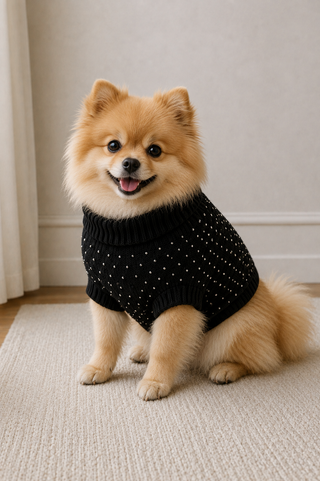 Cotton Cashmere Rhinestone Dog Sweater
