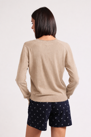 Cotton Cashmere Frayed Cardigan