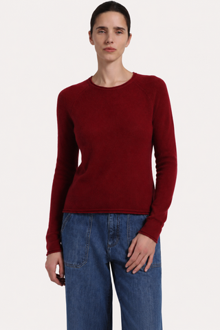 Sheer Luxury Cashmere Raglan Crew with Rolled Trims