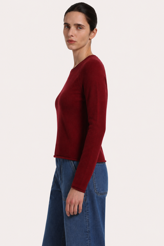 Sheer Luxury Cashmere Raglan Crew with Rolled Trims