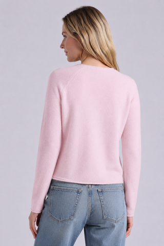 Sheer Luxury Cashmere Raglan Crew with Rolled Trims