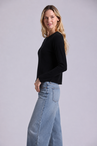 Sheer Luxury Cashmere Raglan Crew with Rolled Trims
