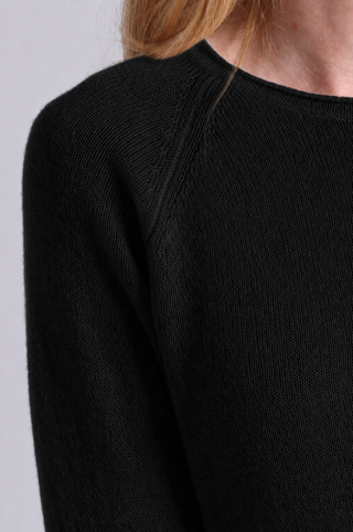 Sheer Luxury Cashmere Raglan Crew with Rolled Trims