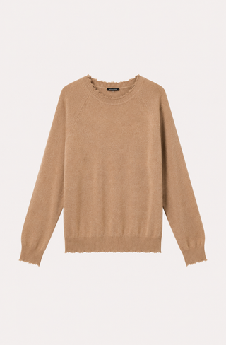 Cotton Cashmere Frayed Edge Crew