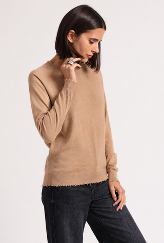 Cotton Cashmere Frayed Edge Crew
