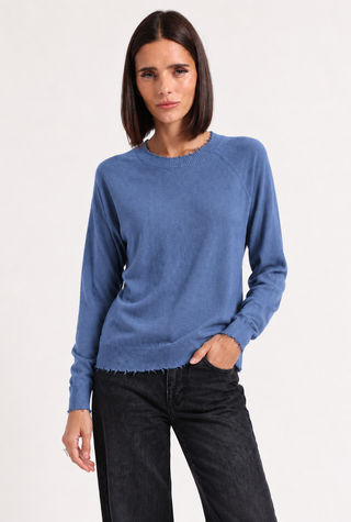 Cotton Cashmere Frayed Edge Crew
