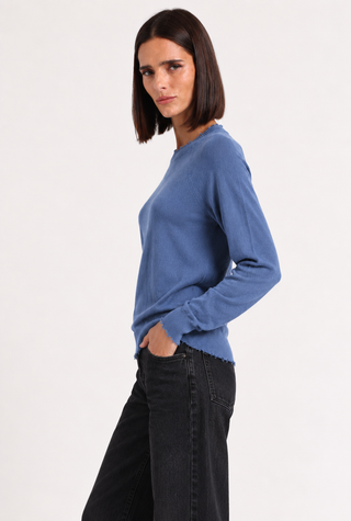 Cotton Cashmere Frayed Edge Crew