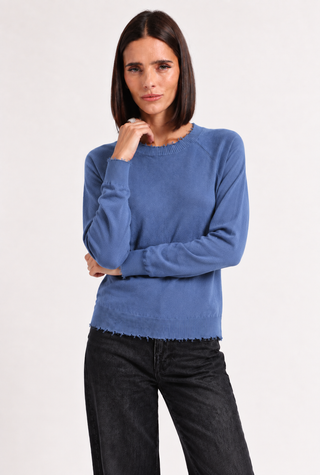 Cotton Cashmere Frayed Edge Crew
